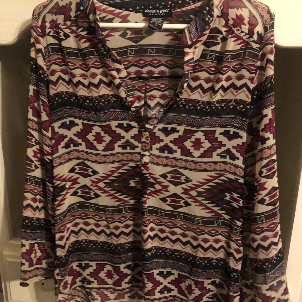 Aztec button down top